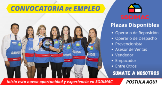 EMPLEOS EN SODIMAC, SODIMAC TRABAJA CON NOSOTROS,OPORTUNIDAD LABORAL EN SODIMAC